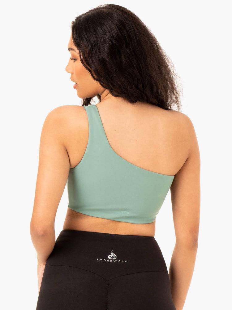 Women's Ryderwear Women Sports Bra Adapt One Shoulder Sports Bra Sage | NZ2287WY