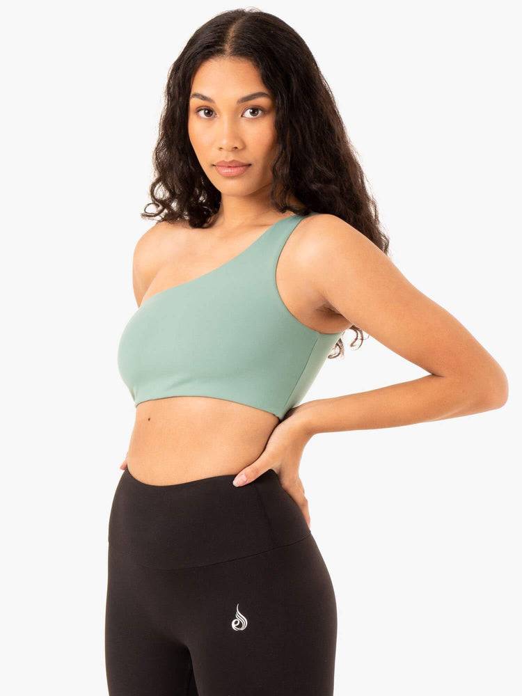 Women's Ryderwear Women Sports Bra Adapt One Shoulder Sports Bra Sage | NZ2287WY