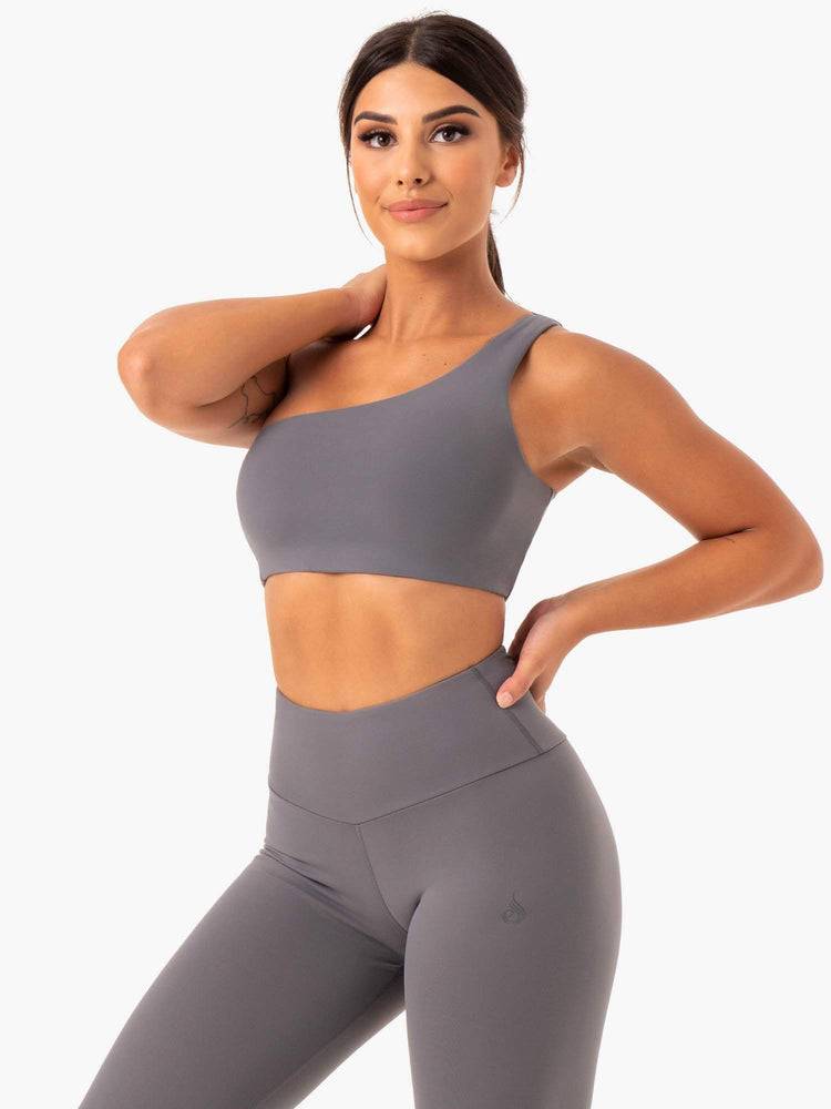 Women's Ryderwear Women Sports Bra Adapt One Shoulder Sports Bra Grey | NZ2341AP