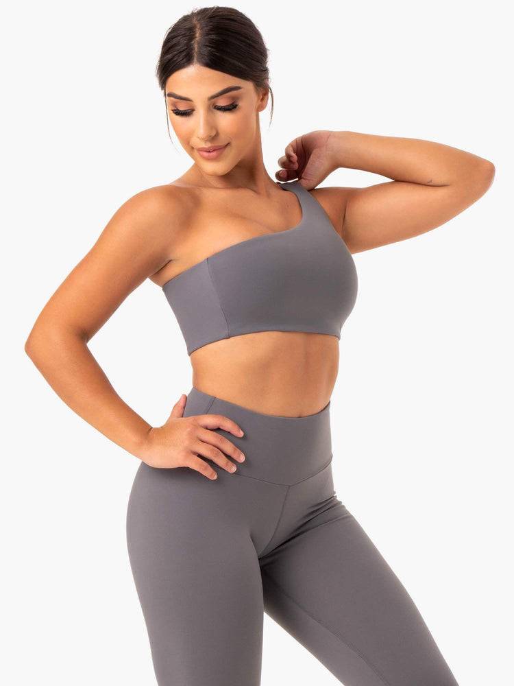 Women's Ryderwear Women Sports Bra Adapt One Shoulder Sports Bra Grey | NZ2341AP