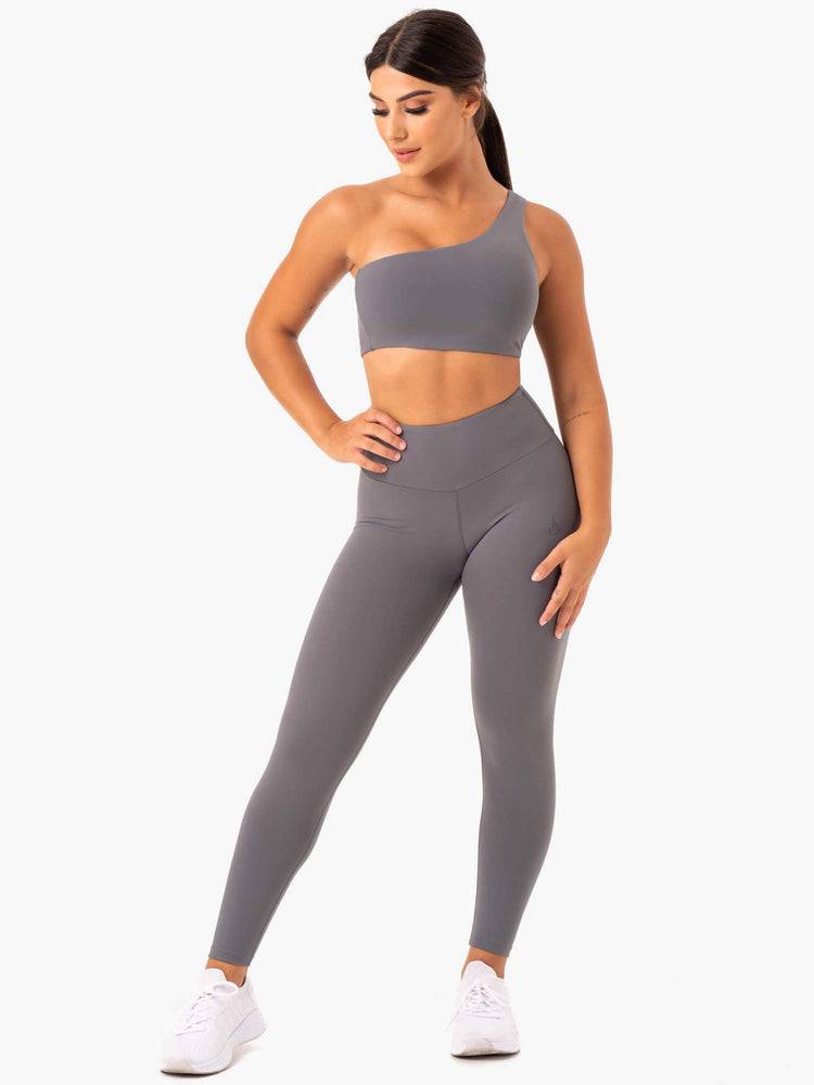 Women's Ryderwear Women Sports Bra Adapt One Shoulder Sports Bra Grey | NZ2341AP