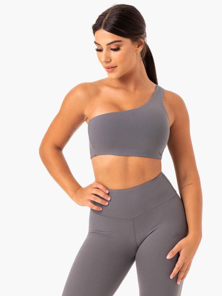 Women\'s Ryderwear Women Sports Bra Adapt One Shoulder Sports Bra Grey | NZ2341AP