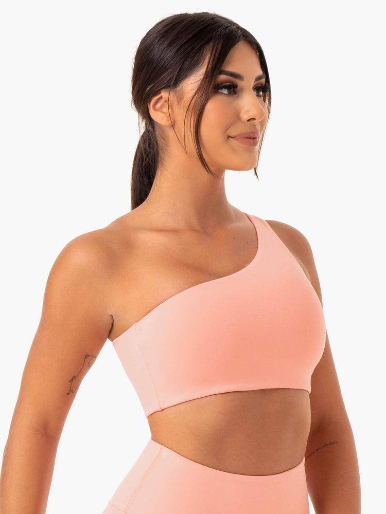 Women's Ryderwear Women Sports Bra Adapt One Shoulder Sports Bra Peach | NZ2344IS