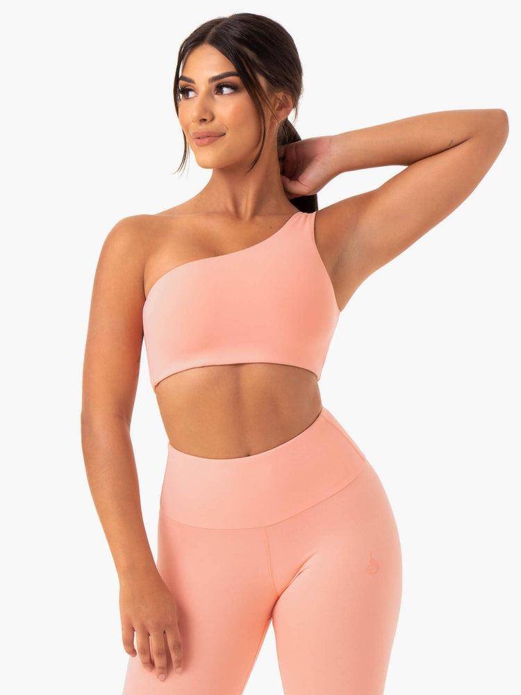 Women's Ryderwear Women Sports Bra Adapt One Shoulder Sports Bra Peach | NZ2344IS