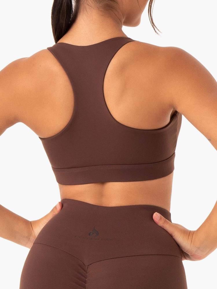 Women's Ryderwear Women Sports Bra Adapt Twist Sports Bra Chocolate | NZ2348RW