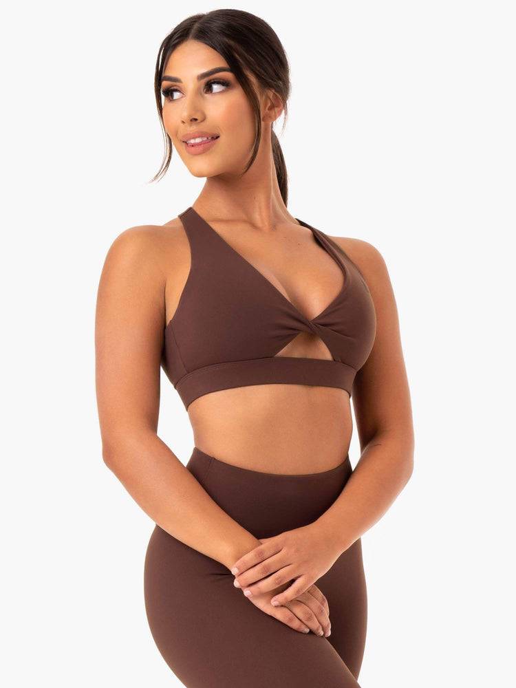 Women's Ryderwear Women Sports Bra Adapt Twist Sports Bra Chocolate | NZ2348RW