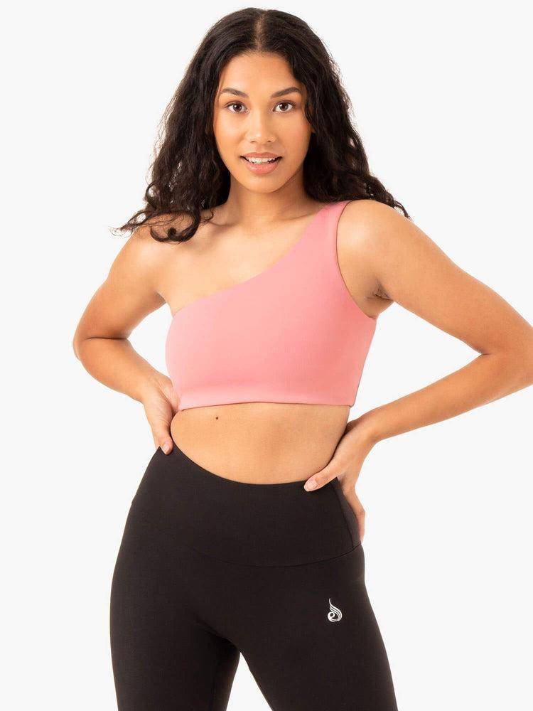 Women's Ryderwear Women Sports Bra Adapt One Shoulder Sports Bra Blush Pink | NZ2352MA