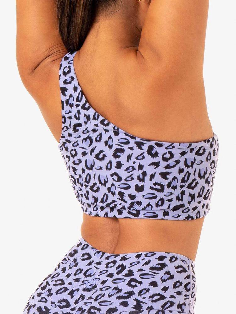 Women's Ryderwear Women Sports Bra Adapt One Shoulder Sports Bra Lavender Leopard | NZ2397UT