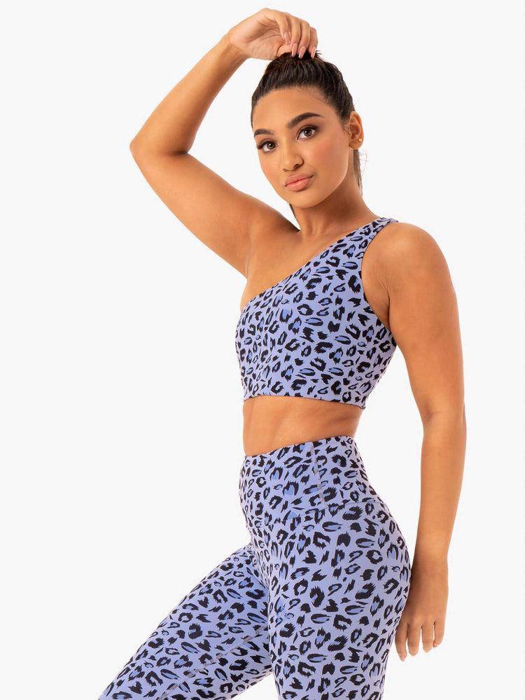 Women's Ryderwear Women Sports Bra Adapt One Shoulder Sports Bra Lavender Leopard | NZ2397UT