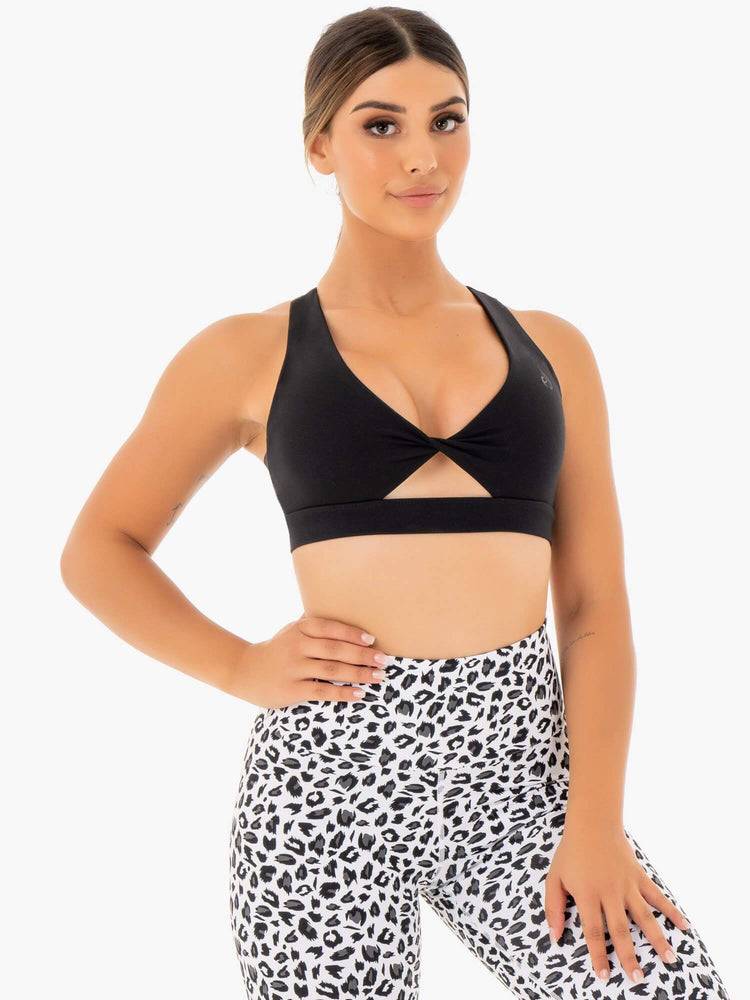 Women's Ryderwear Women Sports Bra Adapt Twist Sports Bra Black | NZ2510BC