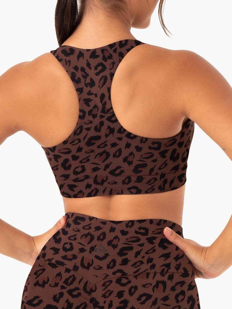 Women's Ryderwear Women Sports Bra Adapt Twist Sports Bra Chocolate Leopard | NZ2514ZG