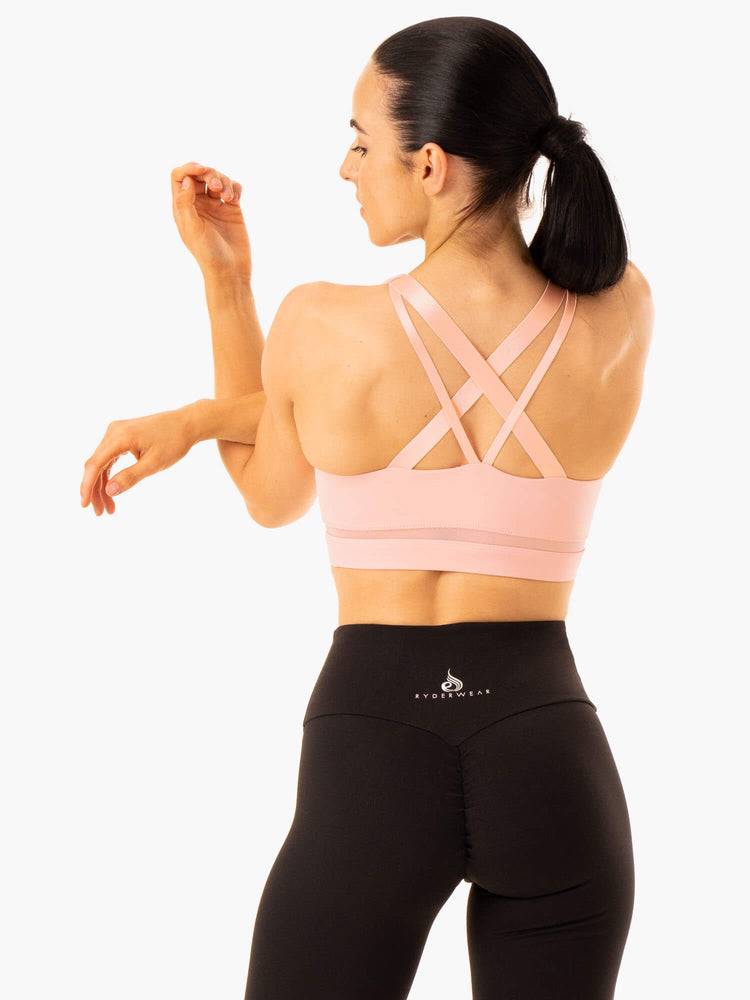 Women's Ryderwear Women Sports Bra Amazon Mesh Sports Bra Baby Pink | NZ2332ZG