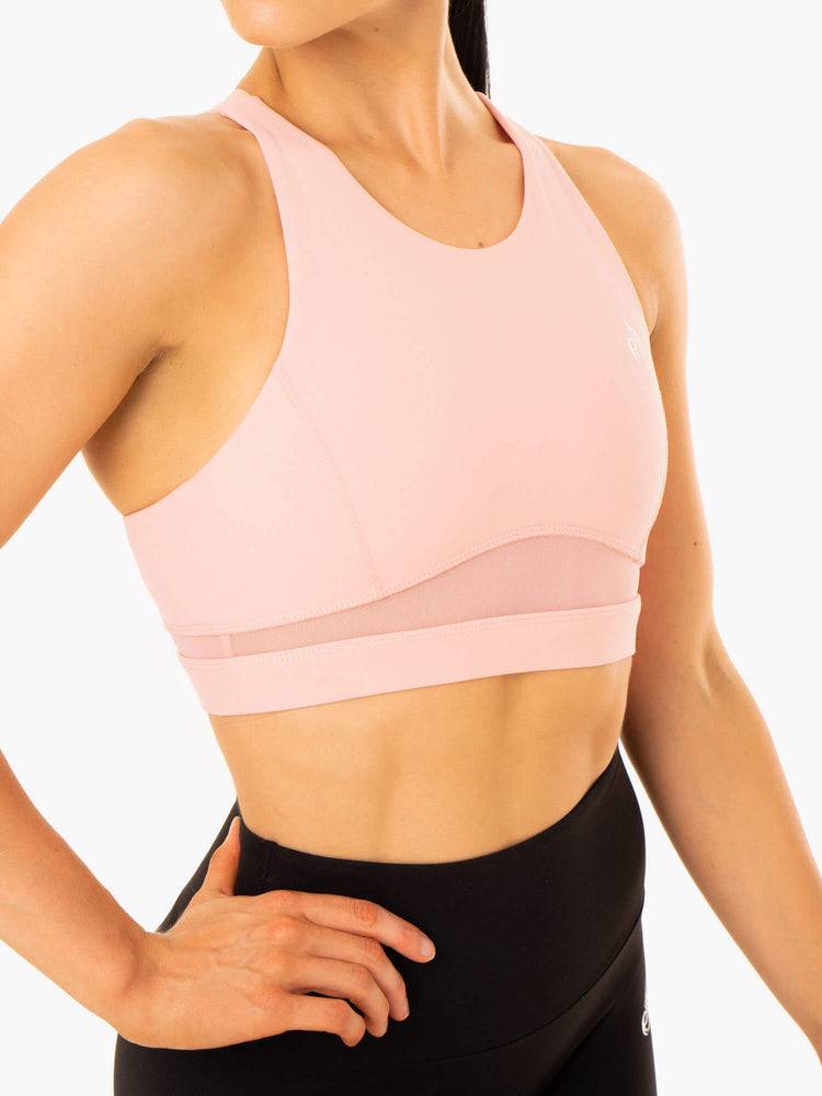 Women's Ryderwear Women Sports Bra Amazon Mesh Sports Bra Baby Pink | NZ2332ZG