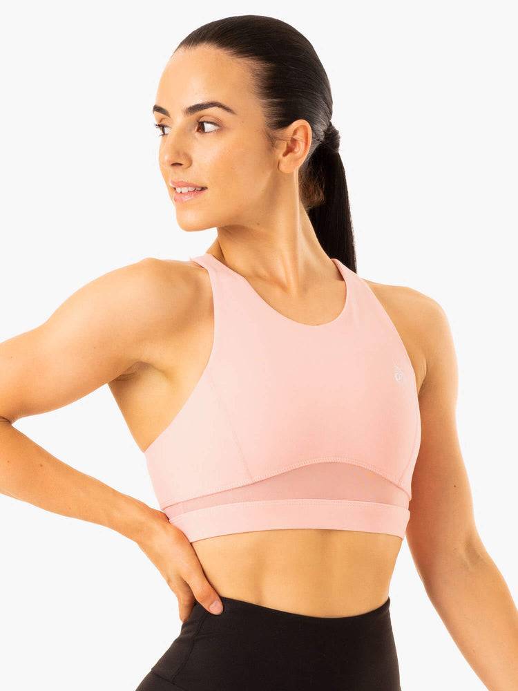 Women's Ryderwear Women Sports Bra Amazon Mesh Sports Bra Baby Pink | NZ2332ZG