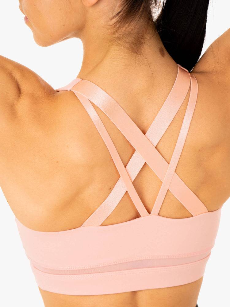 Women's Ryderwear Women Sports Bra Amazon Mesh Sports Bra Baby Pink | NZ2332ZG