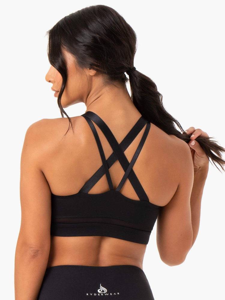 Women's Ryderwear Women Sports Bra Amazon Mesh Sports Bra Black | NZ2491JJ