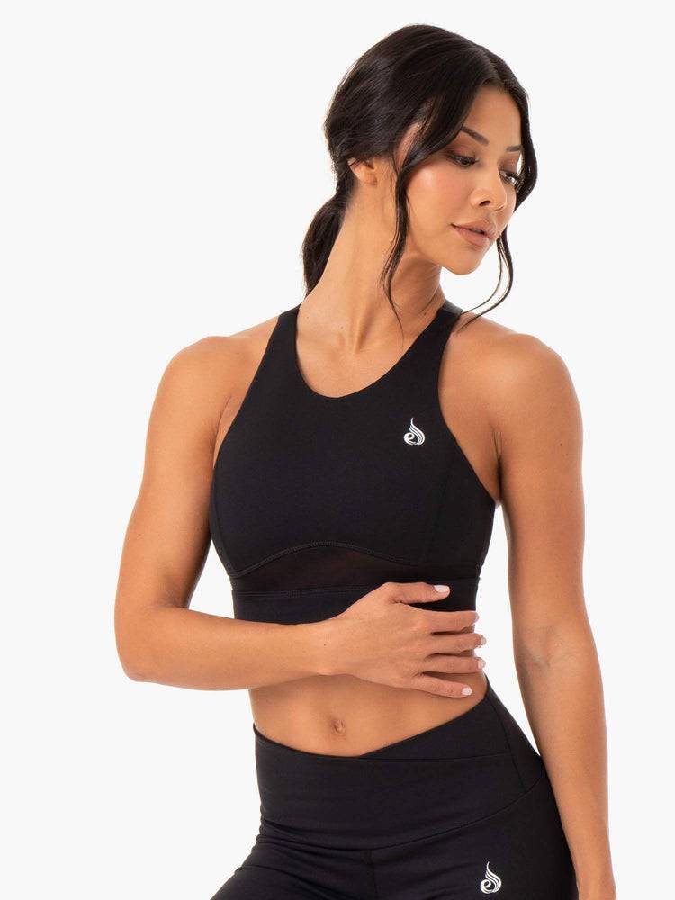 Women's Ryderwear Women Sports Bra Amazon Mesh Sports Bra Black | NZ2491JJ