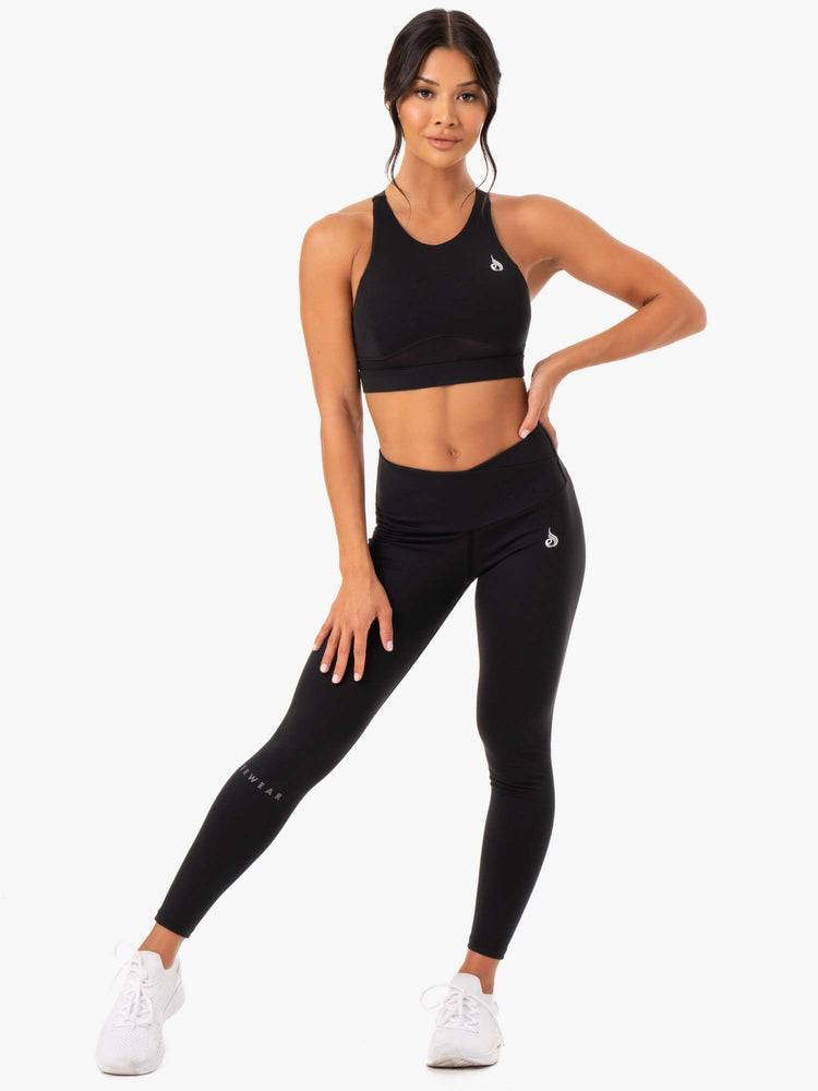 Women's Ryderwear Women Sports Bra Amazon Mesh Sports Bra Black | NZ2491JJ