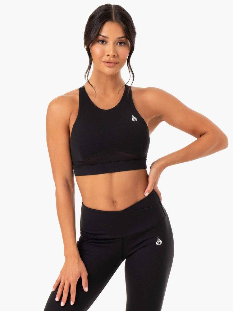 Women\'s Ryderwear Women Sports Bra Amazon Mesh Sports Bra Black | NZ2491JJ