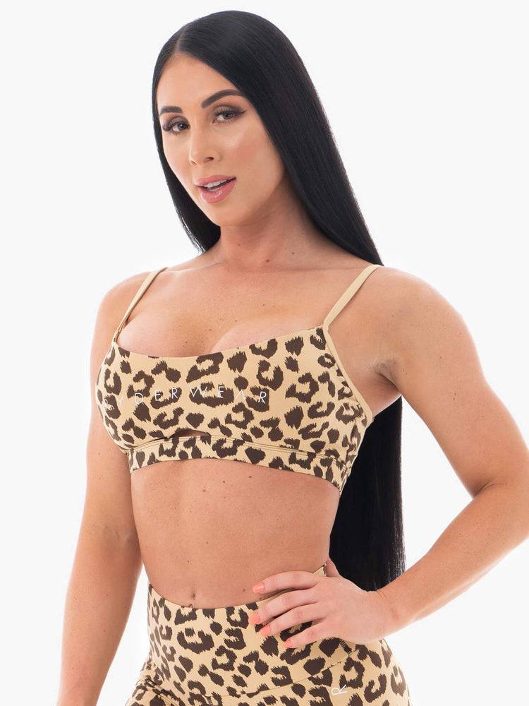 Women's Ryderwear Women Sports Bra Animal Sports Bra Tan Leopard | NZ2507QZ