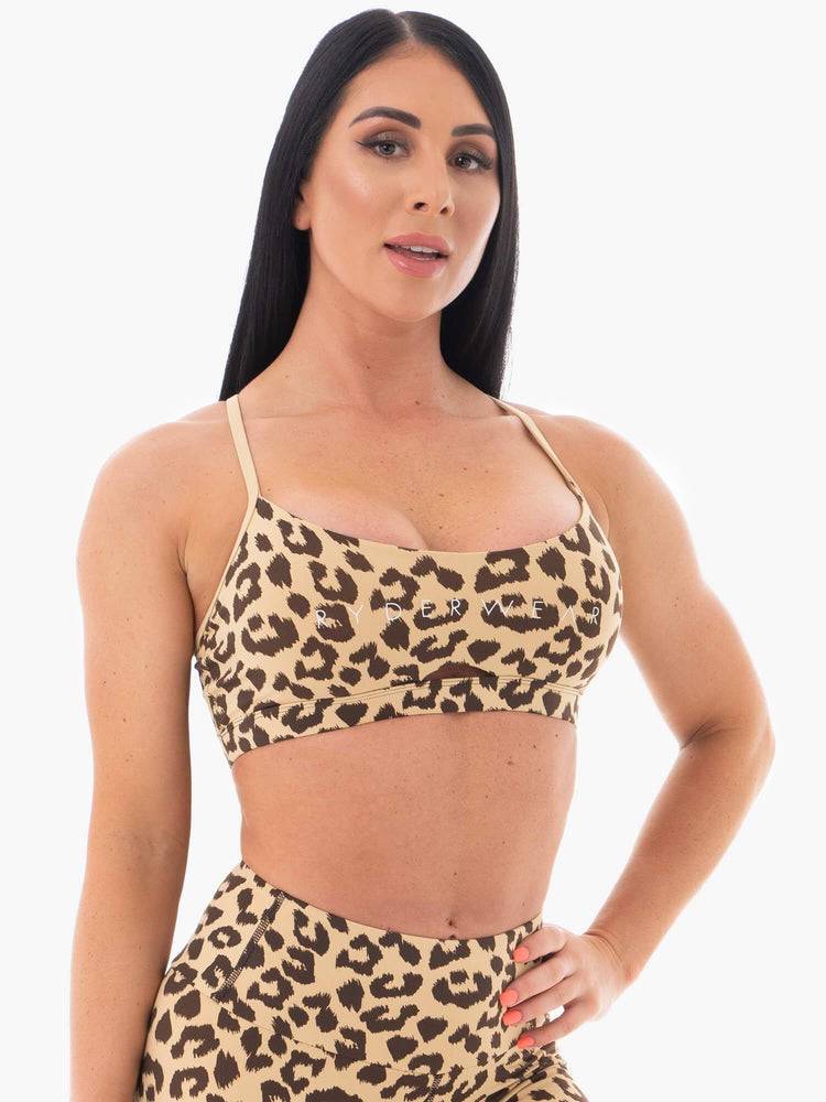 Women's Ryderwear Women Sports Bra Animal Sports Bra Tan Leopard | NZ2507QZ