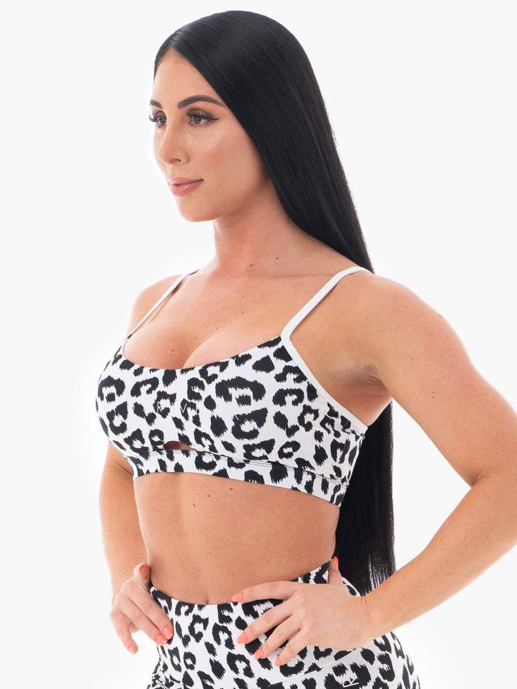 Women's Ryderwear Women Sports Bra Animal Sports Bra Snow Leopard | NZ2551OR