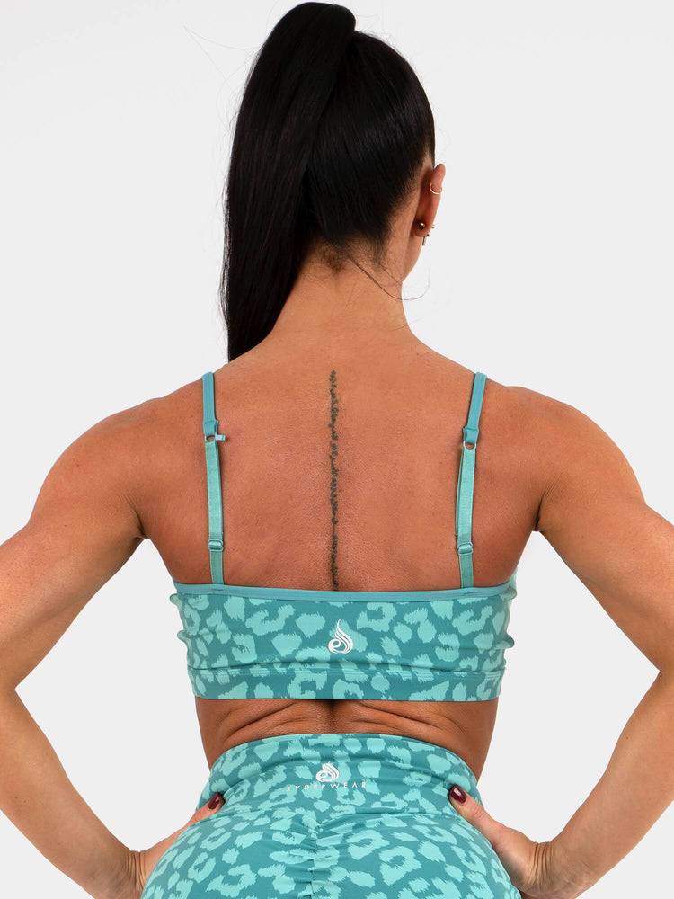 Women's Ryderwear Women Sports Bra Animal Sports Bra Leopard Teal | NZ2556RW