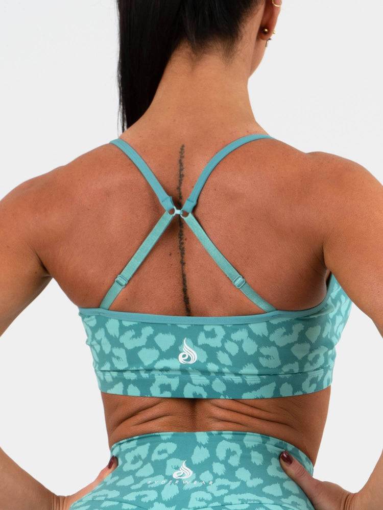 Women's Ryderwear Women Sports Bra Animal Sports Bra Leopard Teal | NZ2556RW