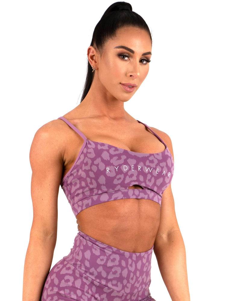 Women's Ryderwear Women Sports Bra Animal Sports Bra Leopard Purple | NZ2560MA