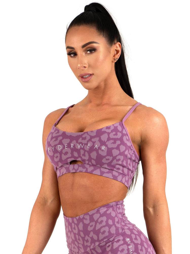 Women's Ryderwear Women Sports Bra Animal Sports Bra Leopard Purple | NZ2560MA