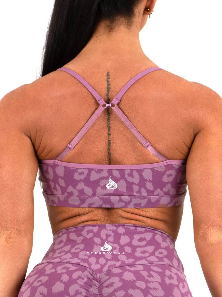 Women's Ryderwear Women Sports Bra Animal Sports Bra Leopard Purple | NZ2560MA