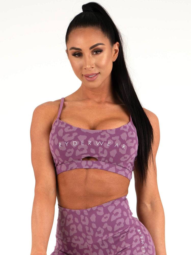 Women\'s Ryderwear Women Sports Bra Animal Sports Bra Leopard Purple | NZ2560MA