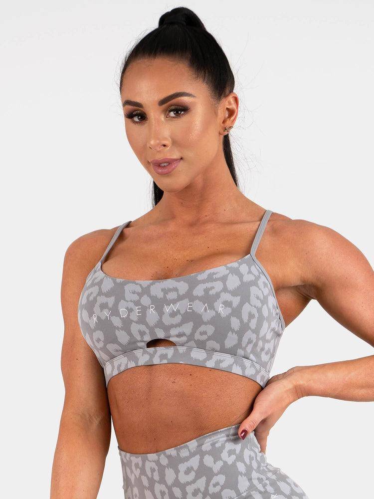 Women's Ryderwear Women Sports Bra Animal Sports Bra Leopard Grey | NZ2561NB