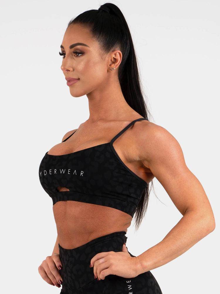 Women's Ryderwear Women Sports Bra Animal Sports Bra Leopard Black | NZ2567LH