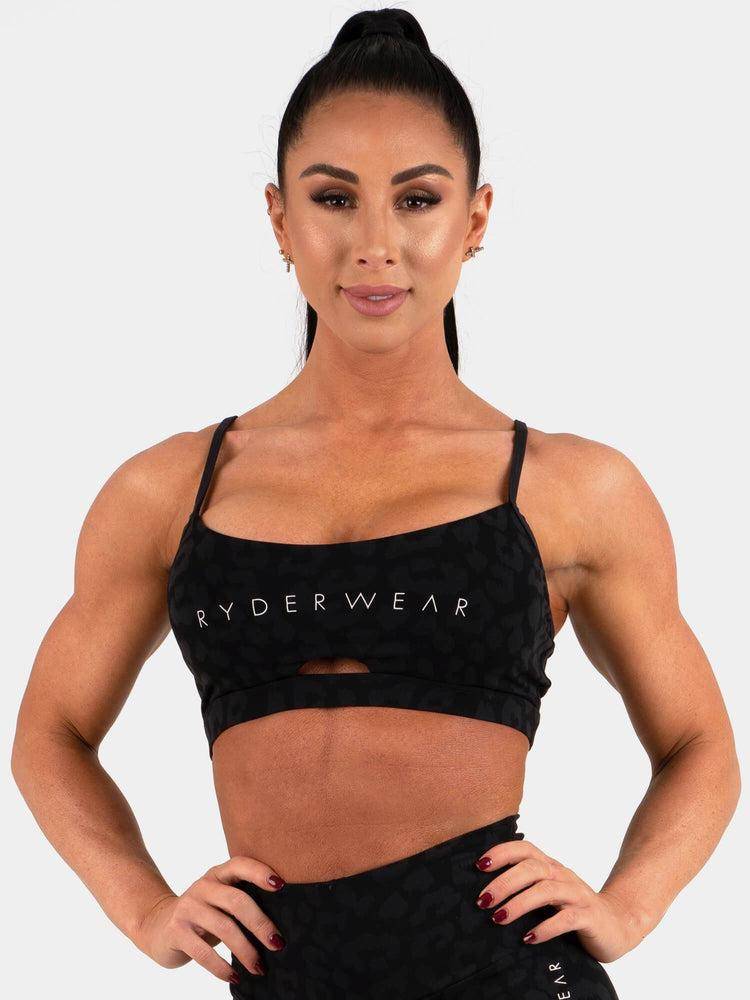 Women's Ryderwear Women Sports Bra Animal Sports Bra Leopard Black | NZ2567LH