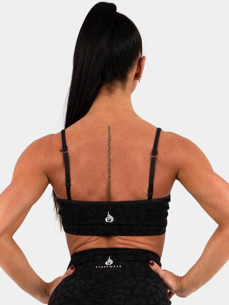 Women's Ryderwear Women Sports Bra Animal Sports Bra Leopard Black | NZ2567LH