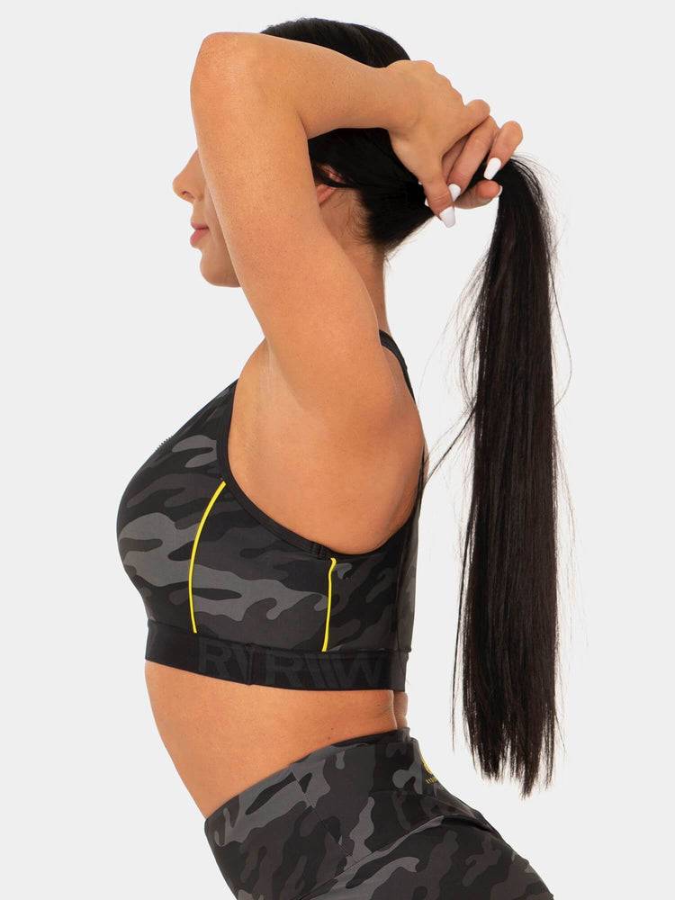 Women's Ryderwear Women Sports Bra BFCAMO Zip Up Sports Bra Camo | NZ2499OR