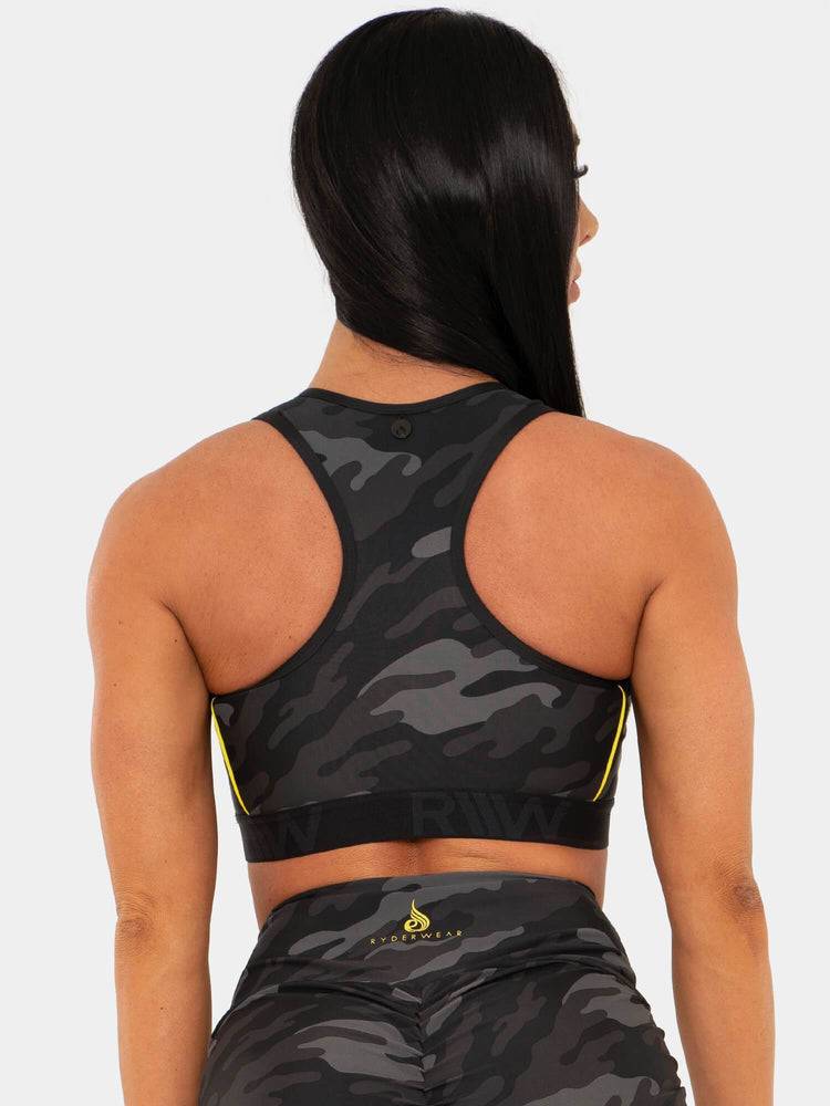 Women's Ryderwear Women Sports Bra BFCAMO Zip Up Sports Bra Camo | NZ2499OR