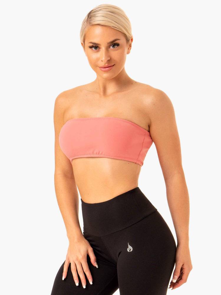 Women's Ryderwear Women Sports Bra Bandeau Sports Bra Pink | NZ2351QZ