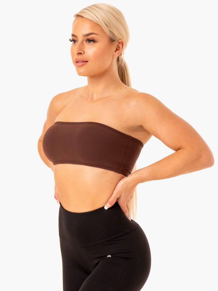 Women's Ryderwear Women Sports Bra Bandeau Sports Bra Chocolate | NZ2435XF