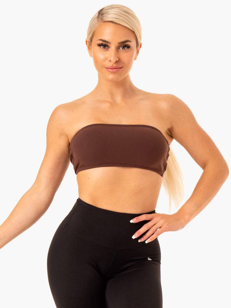 Women\'s Ryderwear Women Sports Bra Bandeau Sports Bra Chocolate | NZ2435XF