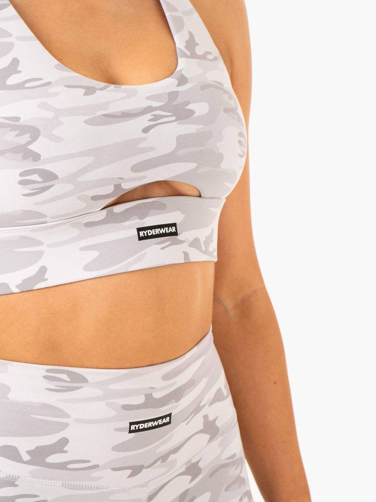 Women's Ryderwear Women Sports Bra Base Racer Back Sports Bra Grey Camo | NZ2319UT