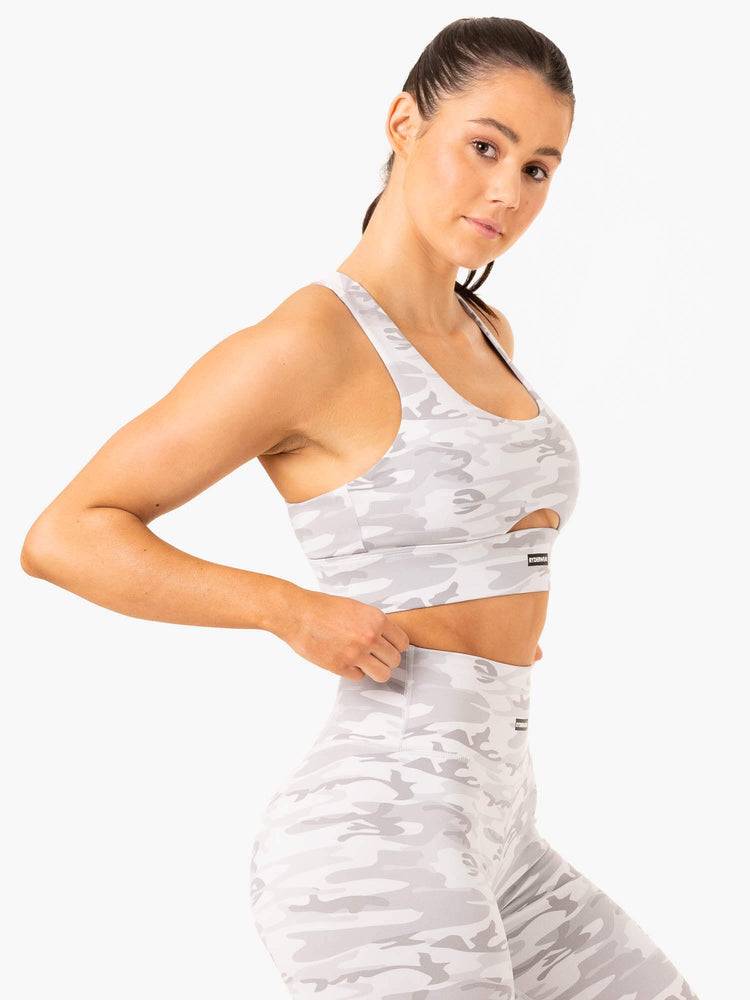 Women's Ryderwear Women Sports Bra Base Racer Back Sports Bra Grey Camo | NZ2319UT