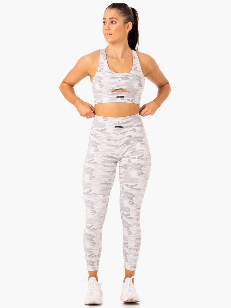 Women's Ryderwear Women Sports Bra Base Racer Back Sports Bra Grey Camo | NZ2319UT