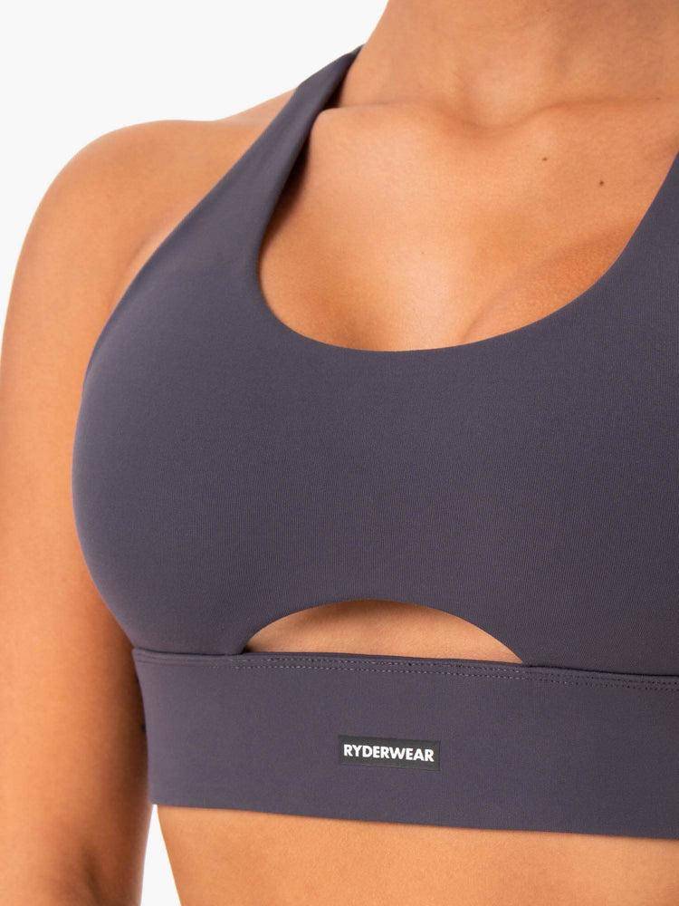 Women's Ryderwear Women Sports Bra Base Racer Back Sports Bra Charcoal | NZ2483NB