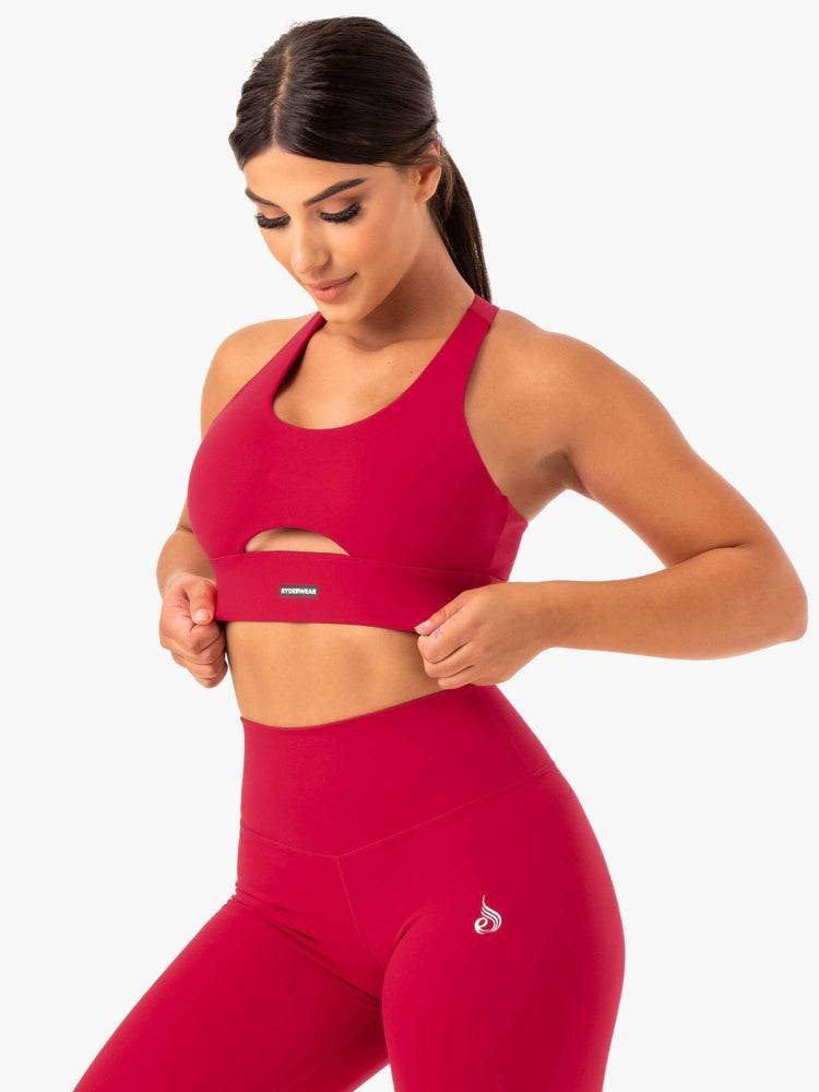 Women's Ryderwear Women Sports Bra Base Racer Back Sports Bra Cherry Red | NZ2485VD