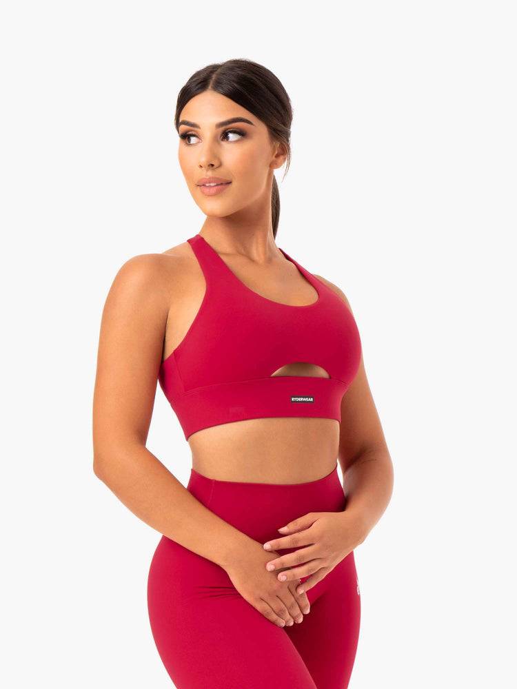 Women's Ryderwear Women Sports Bra Base Racer Back Sports Bra Cherry Red | NZ2485VD