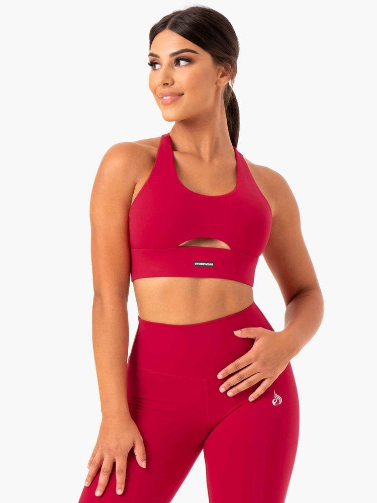 Women\'s Ryderwear Women Sports Bra Base Racer Back Sports Bra Cherry Red | NZ2485VD