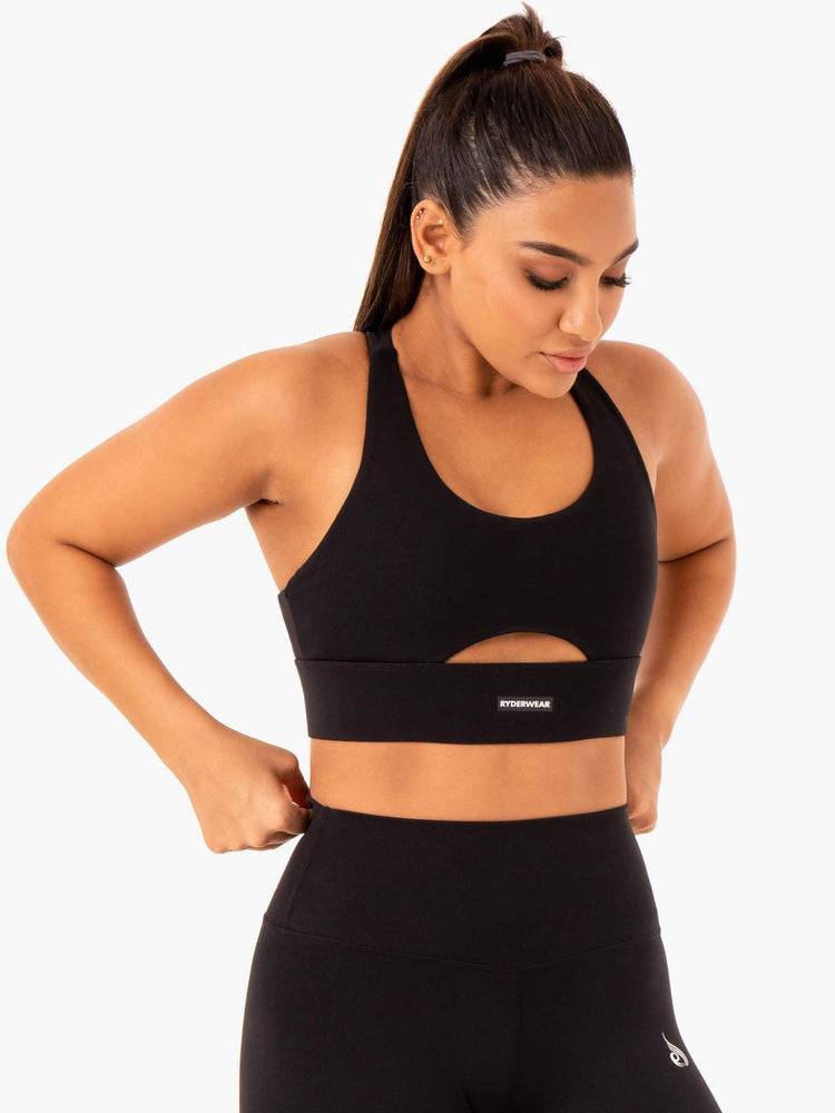 Women's Ryderwear Women Sports Bra Base Racer Back Sports Bra Black | NZ2545GL