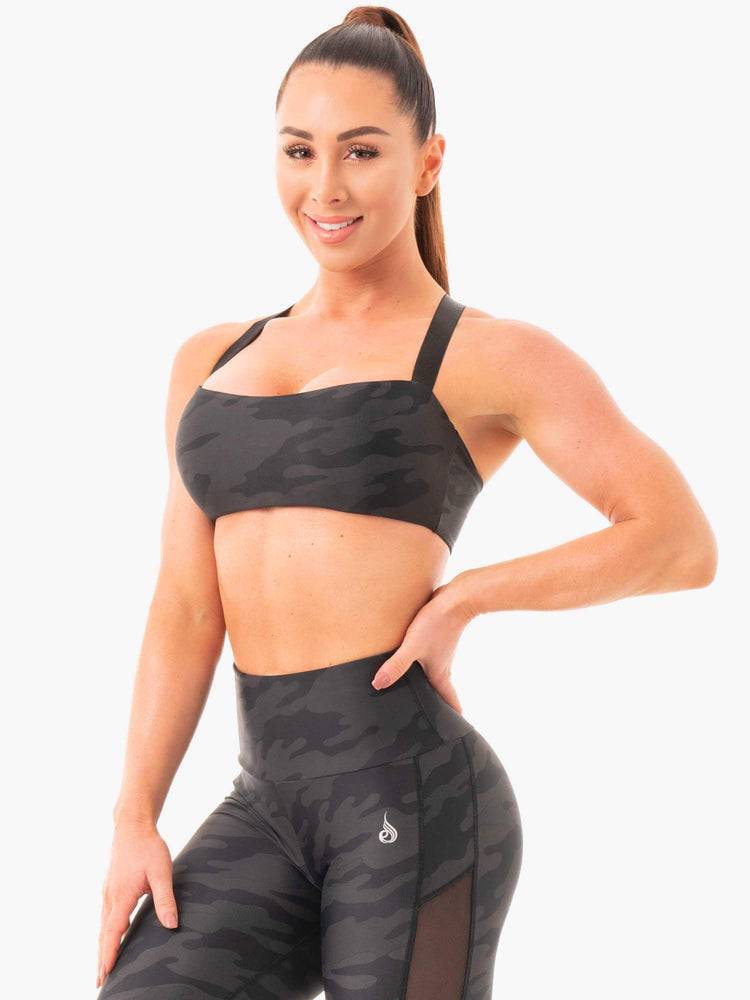 Women's Ryderwear Women Sports Bra Camo Sports Bra Black Camo | NZ2445AP